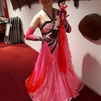 ピンクの社交ダンスリーズナブルレンタルドレス