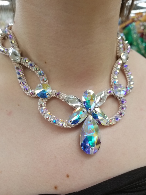 非金属ネックレス チョーカー9 社交ダンス用アクセサリー スワロフスキー使用 ハンドメイド