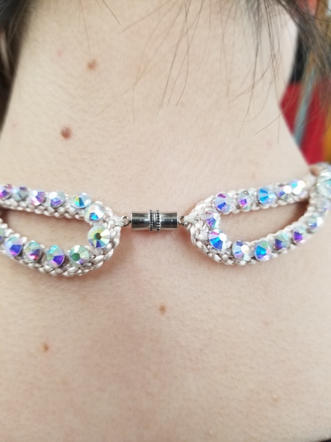 非金属ネックレス チョーカー9 社交ダンス用アクセサリー スワロフスキー使用 ハンドメイド