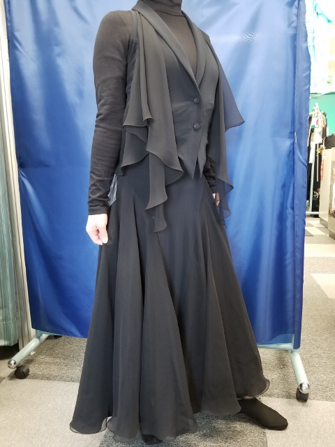 ダンスレッスン時のオシャレ エレガントなベスト ジョーゼットスカート 襟付ベスト