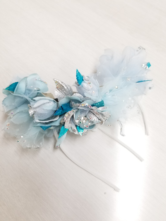 ウェディング イブニング 社交ダンスヘアアクセ ブルーのヘアアクセサリー ブルーのへヘッドドレス インターネット購入