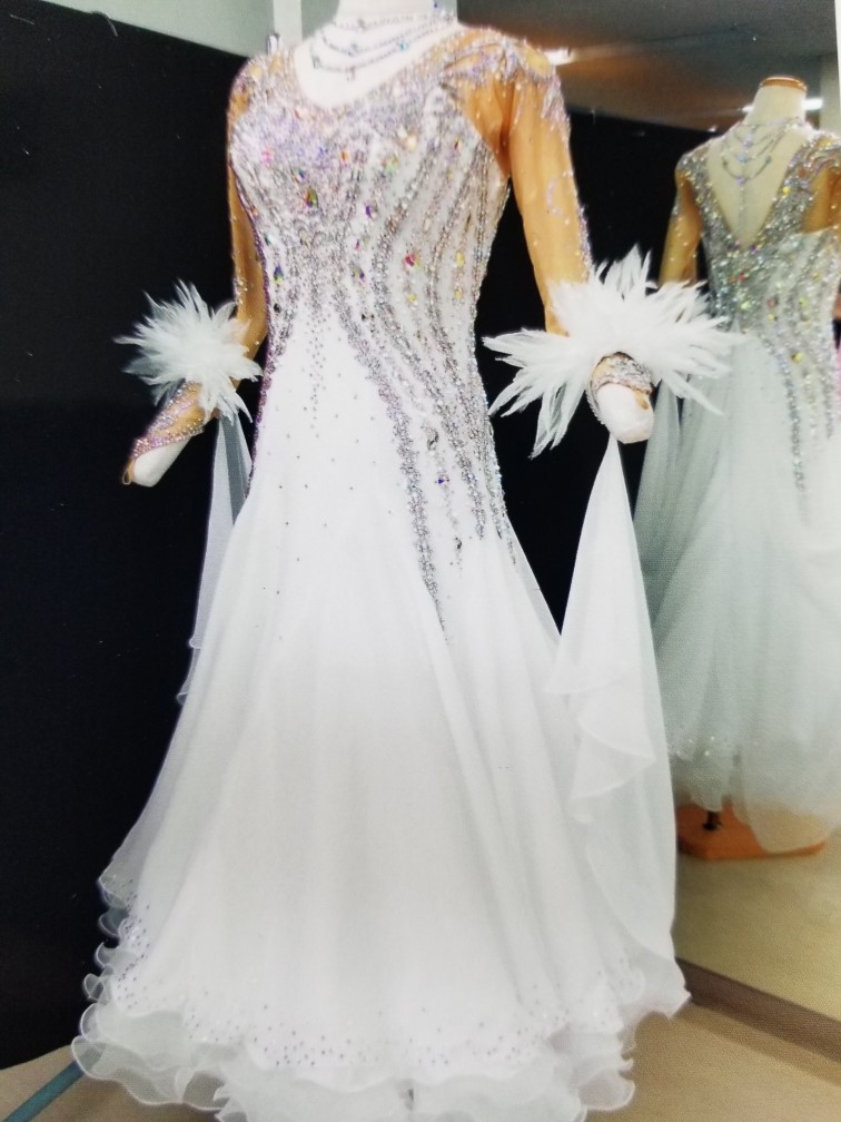 白スタンダードドレス スタンダードドレスレダンタル 社交ダンスドレスレンタル 社交ダンスドレスインターネット 社交ダンス用品 社交ダンス衣装