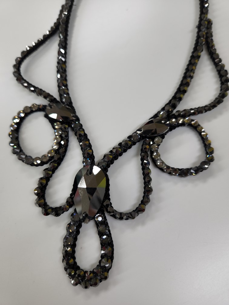 パワーストーンネックレス 社交ダンス用チョーカー 黒ネックレス ヘマタイト ブラックダイヤモンド チョーカー コットンブレードチョーカー