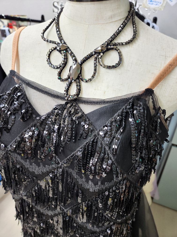 パワーストーンネックレス 社交ダンス用チョーカー 黒ネックレス ヘマタイト ブラックダイヤモンド チョーカー コットンブレードチョーカー