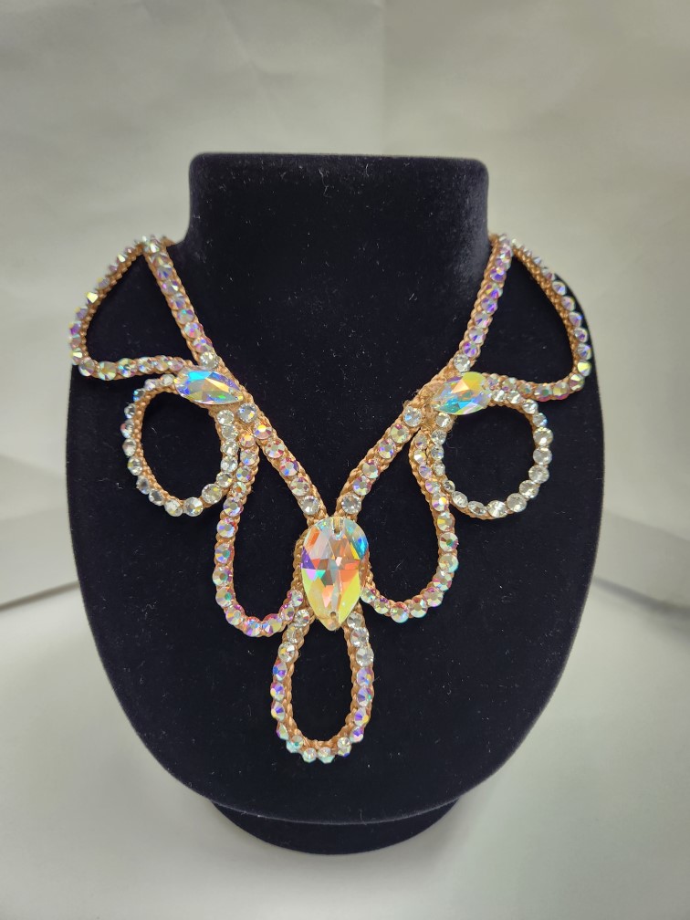 社交ダンス用チョーカー パワーストーン ネックレスチョーカー 黒チョーカー ブラックダイヤモンド 敏感肌に優しいチョーカー 非金属チョーカー コットンブレード 軽量チョーカー 汗に強いチョーカー 汗に強いネックレス 舞台衣装