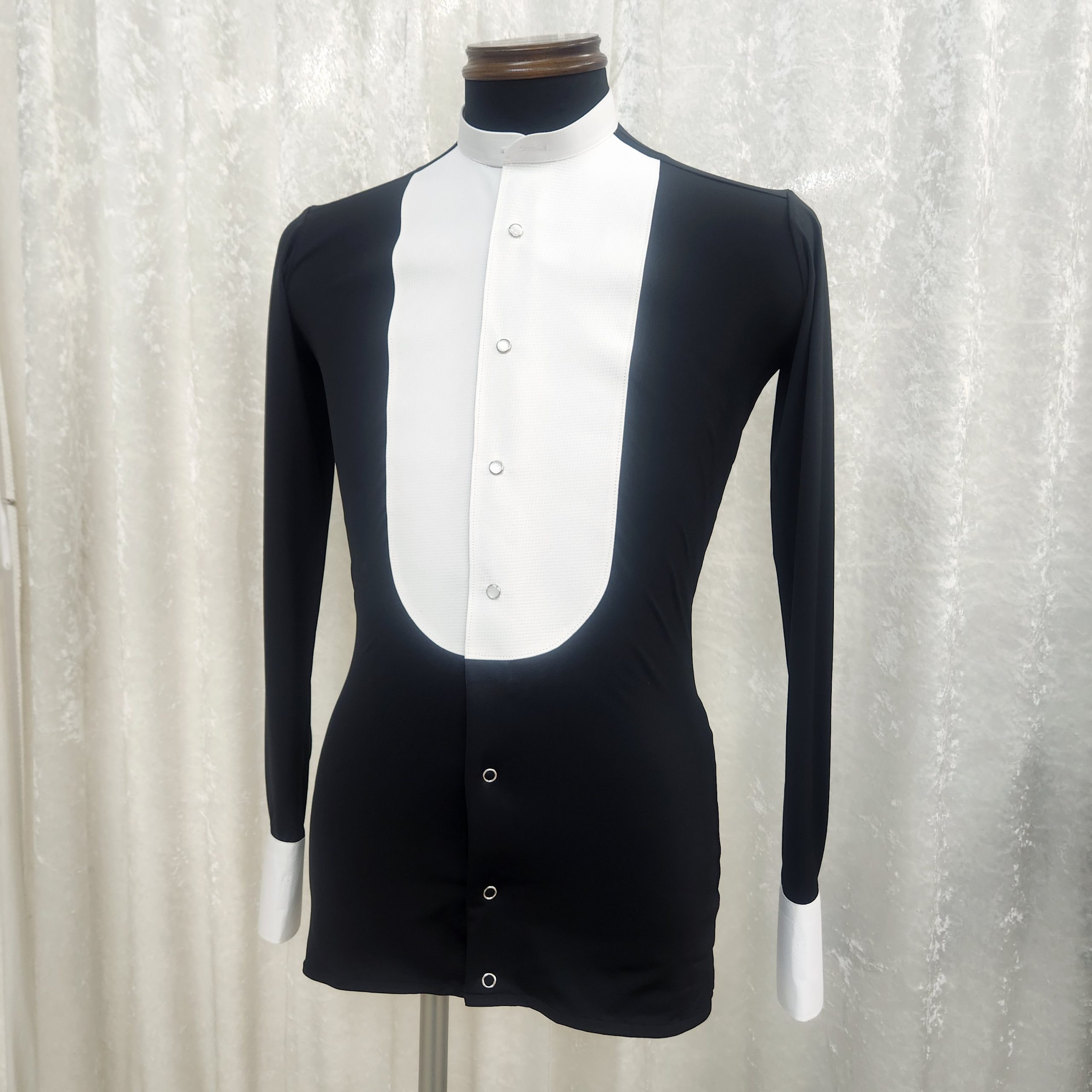 イカムネシャツ　エンビ服用シャツ　社交ダンス燕尾服　白蝶ネクタイ　カラー　カラー留め　社交ダンス燕尾用シャツ　ストレッチイカムネシャツ