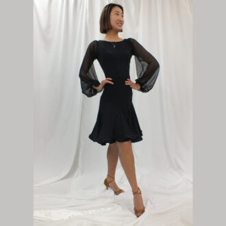 社交ダンス用 ホースヘア入りフレアーラテンスカート  レッスンウェア