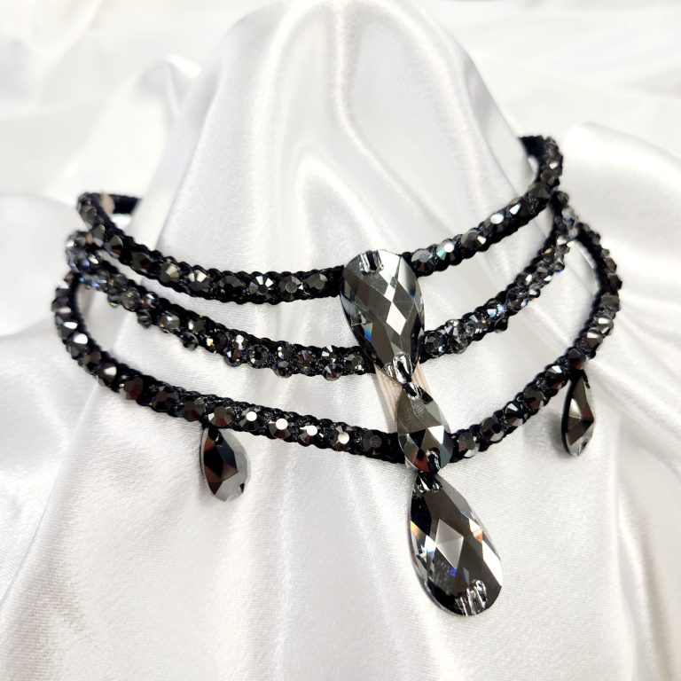 社交ダンスアクセサリー 軽量ネックレス 日本製 ハンドメイド チョーカーネックレス ラインストーン