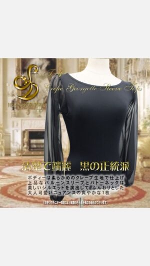 T-4 クレープ 袖ジョーゼットトップス