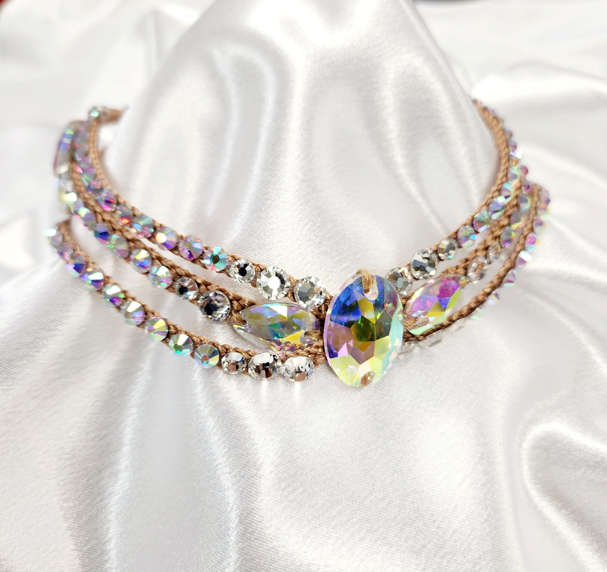 社交ダンスアクセサリー 軽量ネックレス 日本製 ハンドメイド チョーカーネックレス ラインストーン