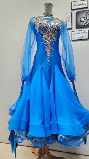 【試着・レンタル・購入】ロイヤルブルーの社交ダンス・競技用スタンダードドレス