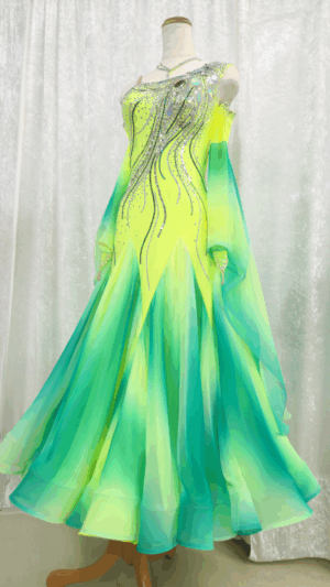 【試着・レンタル・購入】蛍光グラデーションが映える、モダン用社交ダンスドレス