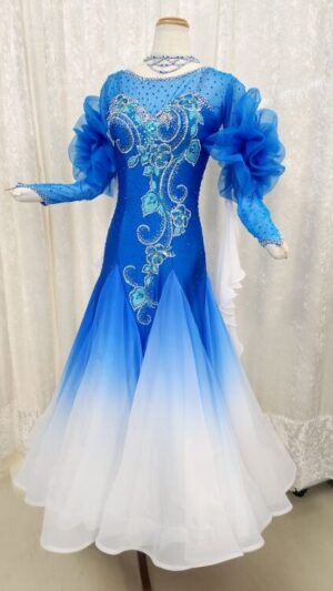 【試着・レンタル・購入】ロイヤルブルーに白のグラデーションスタンダードドレス