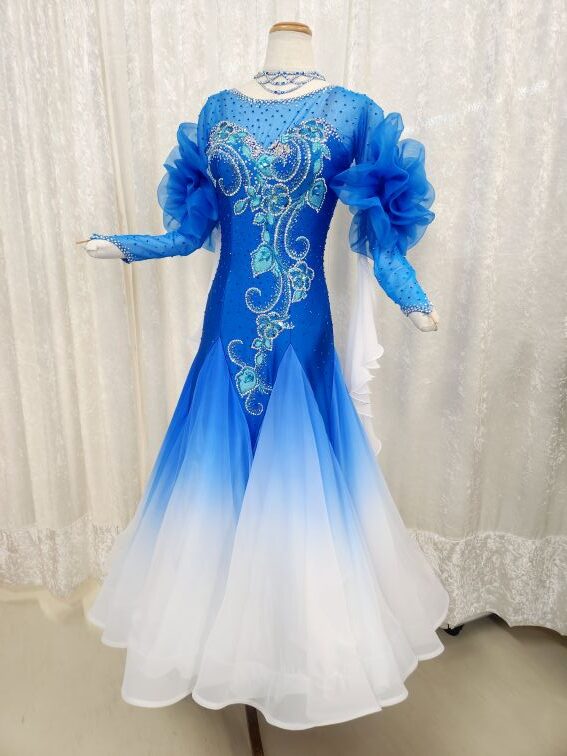 【試着・レンタル・購入】ロイヤルブルーに白のグラデーションスタンダードドレス